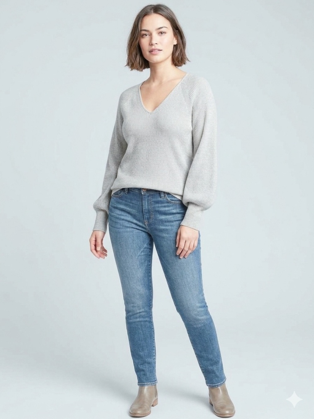 GAP V-neck Sweater with Bishop Sleeves